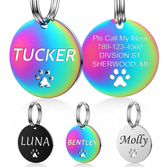 YEHANTI Dog Tag with Personalised Engraving, Dog and Cat ID Tag with Beautiful Icons, Stainless Steel Dog Tag with Engraved Name Address (Bone)