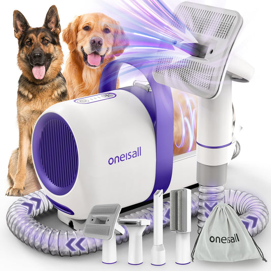 oneisall Vacuum Cleaner for Dogs with Brush, High Suction Power Dog Brush Vacuum Cleaner with 12000 Pa,Aspire 99.99% of Pet Hair (1.5L) with 4 Maintenance Accessories(Purple)